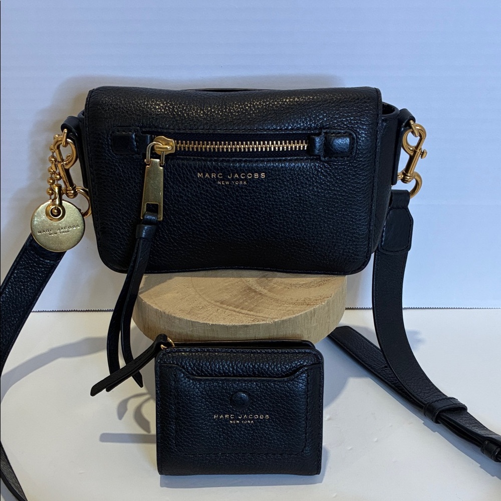 Marc Jacobs Black Crossbody Bag with Gold Accents